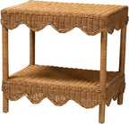 bali & pari Oteria Scalloped Natural Rattan Side Table, Light Honey