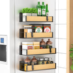 6 Pack Magnetic Spice Storage Rack Organizer for Refrigerator and Oven, Black Fridge Organizers and Storage
