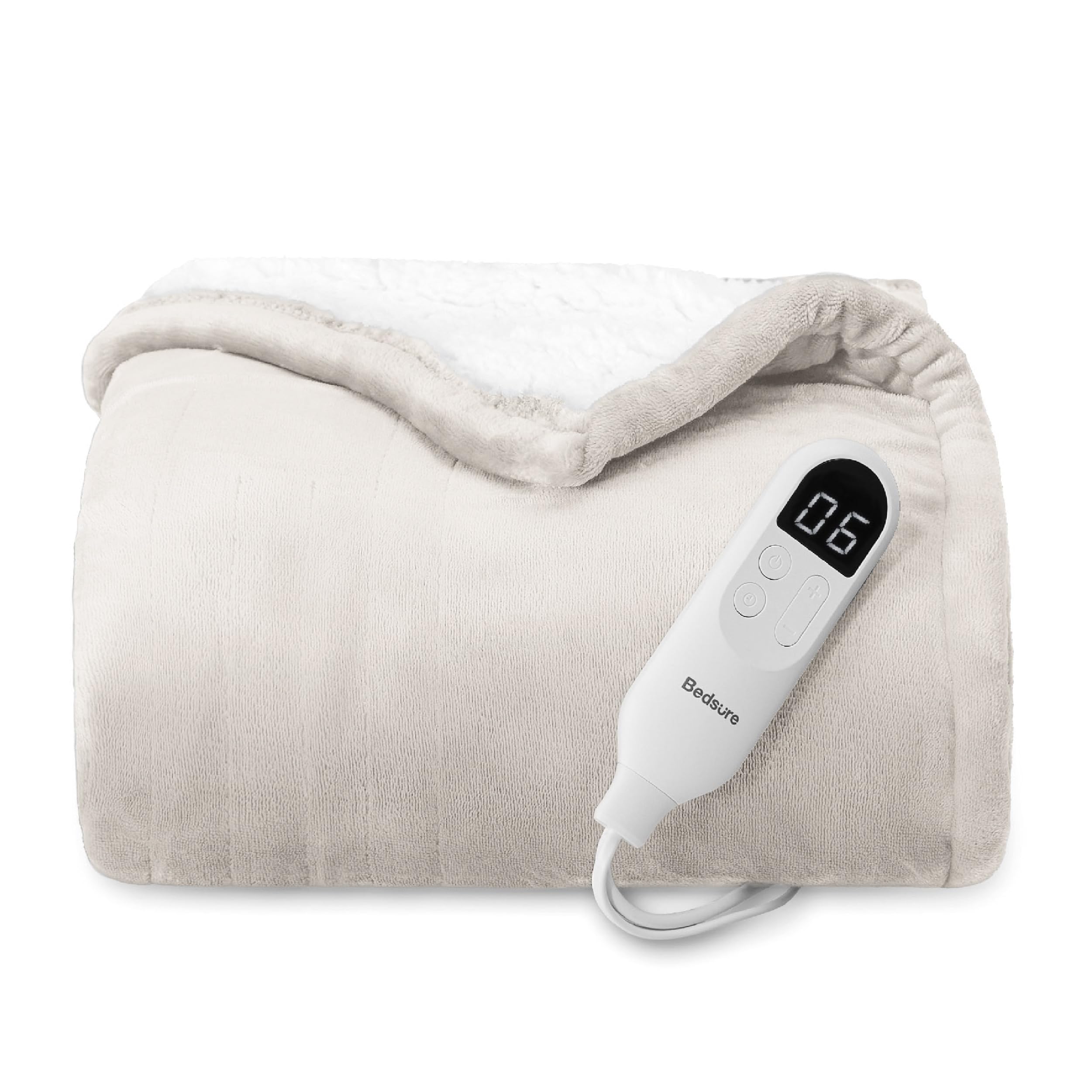 Bedsure Electric Blanket Queen Size - Dual Control Heated Blanket Queen, GentleSoft™ Fast Heating with 10 Time Settings & 10 Heat Settings, Warm Gift for Grandma (84x90 inches, Grey)