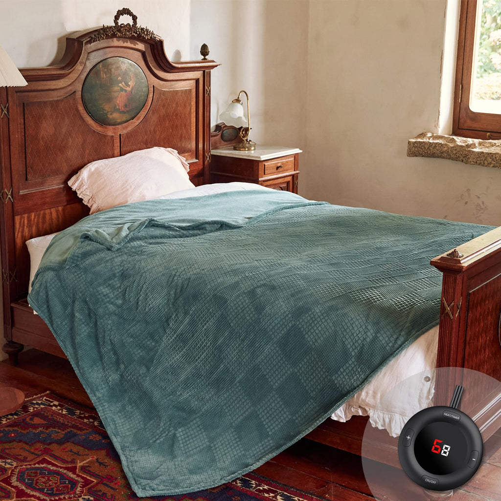 Verwarmd deken elektrisch deken plaid 50''X60'' - verwarmingsdeken met 6 warmtestanden - 2-10 uur automatische uitschakeling, ETL gecertificeerd, wasmachinebestendig (zwart)