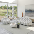 JACH Bubble Sofa Curved Couch Set, Comfy Upholstered Sofa, Mesh Fabric 3D Honeycomb Shape Modern Couches for Living Room, Apartment (Orange, 1 Seater, 2 Seater, 3 Seater, Ottoman)