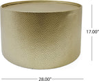 Christopher Knight Home Rache Modern Round Coffee Table with Hammered Iron, Gold, 26. 00” L x 26. 00” W x 17. 00” H