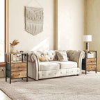 Nightstand Set 2, End Tables with Charging Station, Side Table with 2 Non-Woven Drawers, Bed Side Coffee Table for Small Spaces, Sofa, Dormitory, Living Room ET02L2BR