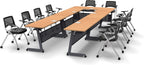 10 Person Tables Training Meeting Seminar Classroom Model 5602 15pc Beech Folding Industrial Caster Z-Base. Tables Connect. Modesty Panel, Shelf, Power+USB Outlet. Fold+Nest (Seating Included).