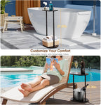 Narrow Side Table, 2-Tier Oval Drink End Table with Wheels for Living Room, Skinny Nightstand for Small Spaces, Bedroom, Bathroom, Black, HETNR01BK-1