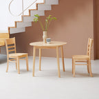 Livinia Aslan 35.4" Round Wooden Dining Table/Mid Century Modern Malaysian Oak Kitchen Table (Natural-Oak)