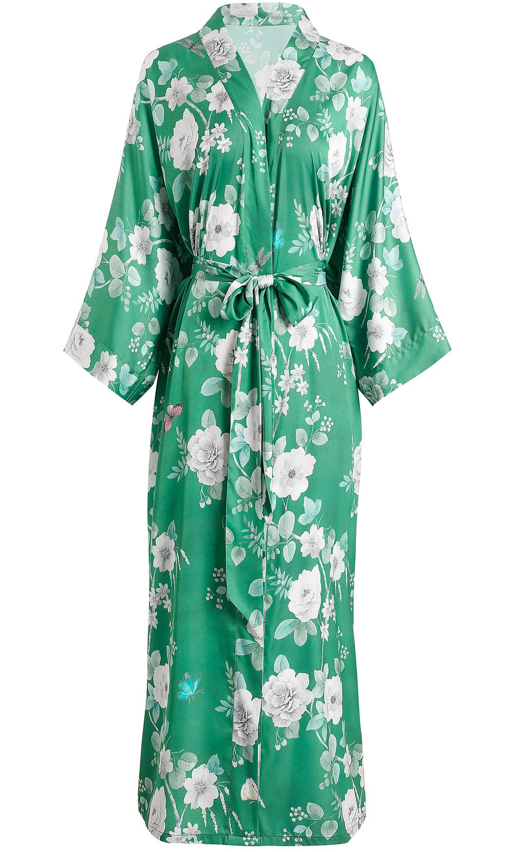Aensso Long Soft Lightweight Silky Kimonos Robes for Women, Luxury Japanese Floral Womens Kimono Robe