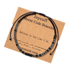 JoycuFF Believe in You Like I Do Morse Code Bracelets for Women Men Daughter Son Sister Friends Classmates Birthday Christmas Graduation Jewelry Gifts Cord Wrap Black Stone Beads Bracelets