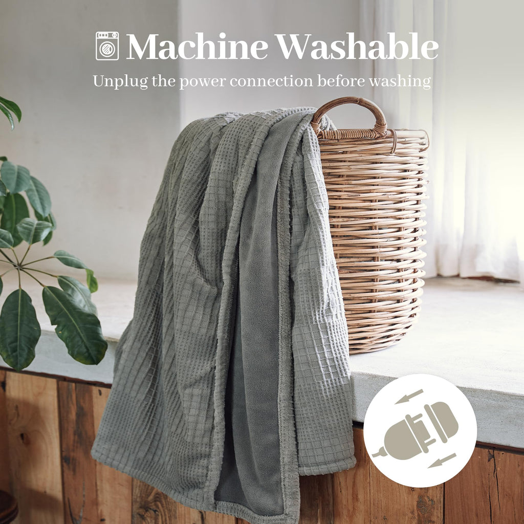 Verwarmd deken elektrisch deken plaid 50''X60'' - verwarmingsdeken met 6 warmtestanden - 2-10 uur automatische uitschakeling, ETL gecertificeerd, wasmachinebestendig (zwart)