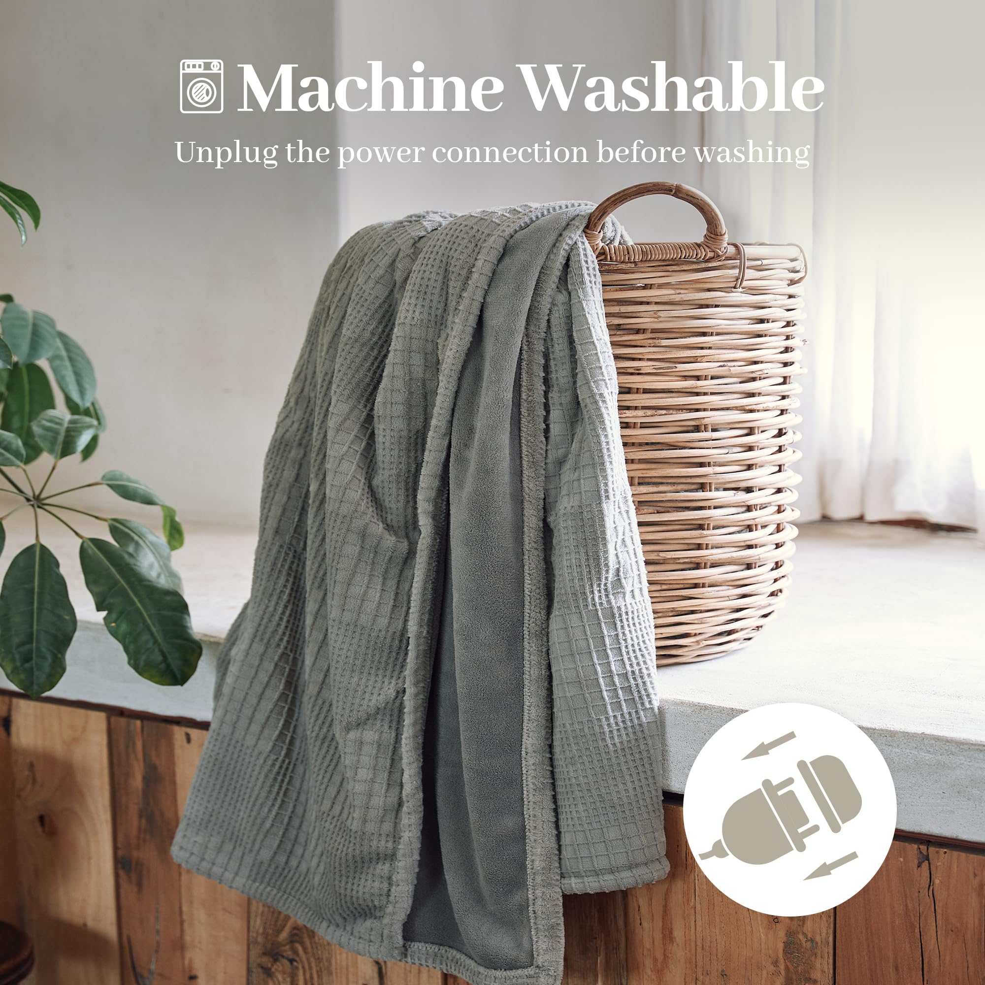 Verwarmd deken elektrisch deken plaid 50''X60'' - verwarmingsdeken met 6 warmtestanden - 2-10 uur automatische uitschakeling, ETL gecertificeerd, wasmachinebestendig (zwart)