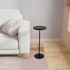 Small Side Table, Metal Round Drink Table, Desktop Diameter 9.99“ for Living Room Bedroom Small Spaces Sofa Couch Chair, Black