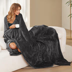 Elektrisch verwarmd deken 72" x 84" volledige maat flanellen stof met 4 verwarmingsniveaus & 10 uur automatische uitschakeling, ademend warm en wasbaar voor zacht en bed - lichtgrijs