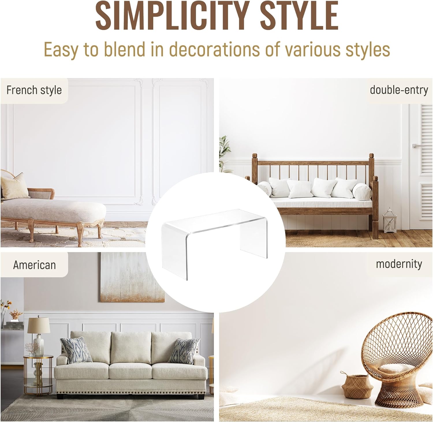 HOMCOM 0.6" Thick Acrylic Coffee Table, 39.25" Long Rectangle Waterfall Coffee Table, Clear