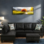 L Shaped Couch, Lounge Sectional Sofa with Chaise for Living Room, 6 Seat Modern Modular Couches with Movable Storage Ottoman, Black Grey