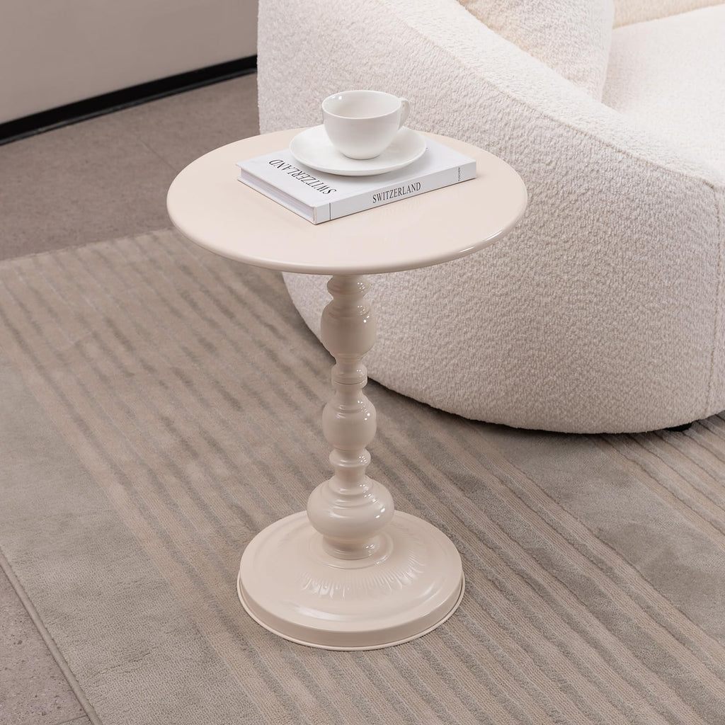 Drink Table, Pedestal Martini Table Modern Round Round End Side Pedestal with Weighted Base for Small Spaces Drinking Coffee, Sofa, Living Room, Bedroom and Office