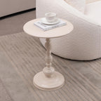 Drink Table, Pedestal Martini Table Modern Round Round End Side Pedestal with Weighted Base for Small Spaces Drinking Coffee, Sofa, Living Room, Bedroom and Office