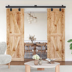 SMARTSMITH 8FT Box Rail Hardware Heavy Duty Steel Sliding Barn Door Track, Wall Mount Kit, Fit Indoor and Exterior Door, Smoothly and Quietly Easy to Install Double Door