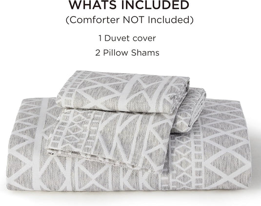 Bedsure Boho Duvet Cover - Boho Bedding Duvet Cover Set for All Seasons, Shabby Chic Jacquard Duvet Cover (Gray,Geometric,King Size,104"x90")