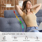 EUHAMS Wedge Headboard Pillow - Bed Wedge Pillow for Headboard Triangular Headboard Pillow with Neck Roll Pillow-Large Bolster for Sitting in Bed Backrest Positioning Support (Grey,59x8x20 Inches) - Grand Goldman