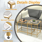 Nesting Coffee Table,Small Glass Coffee Table Set of 2,Black Modern Center Sofa Side Tea Table for Living Room,Bedroom and Small Spaces,2 Tier Tempered Glass, Easy Assembly,Gold