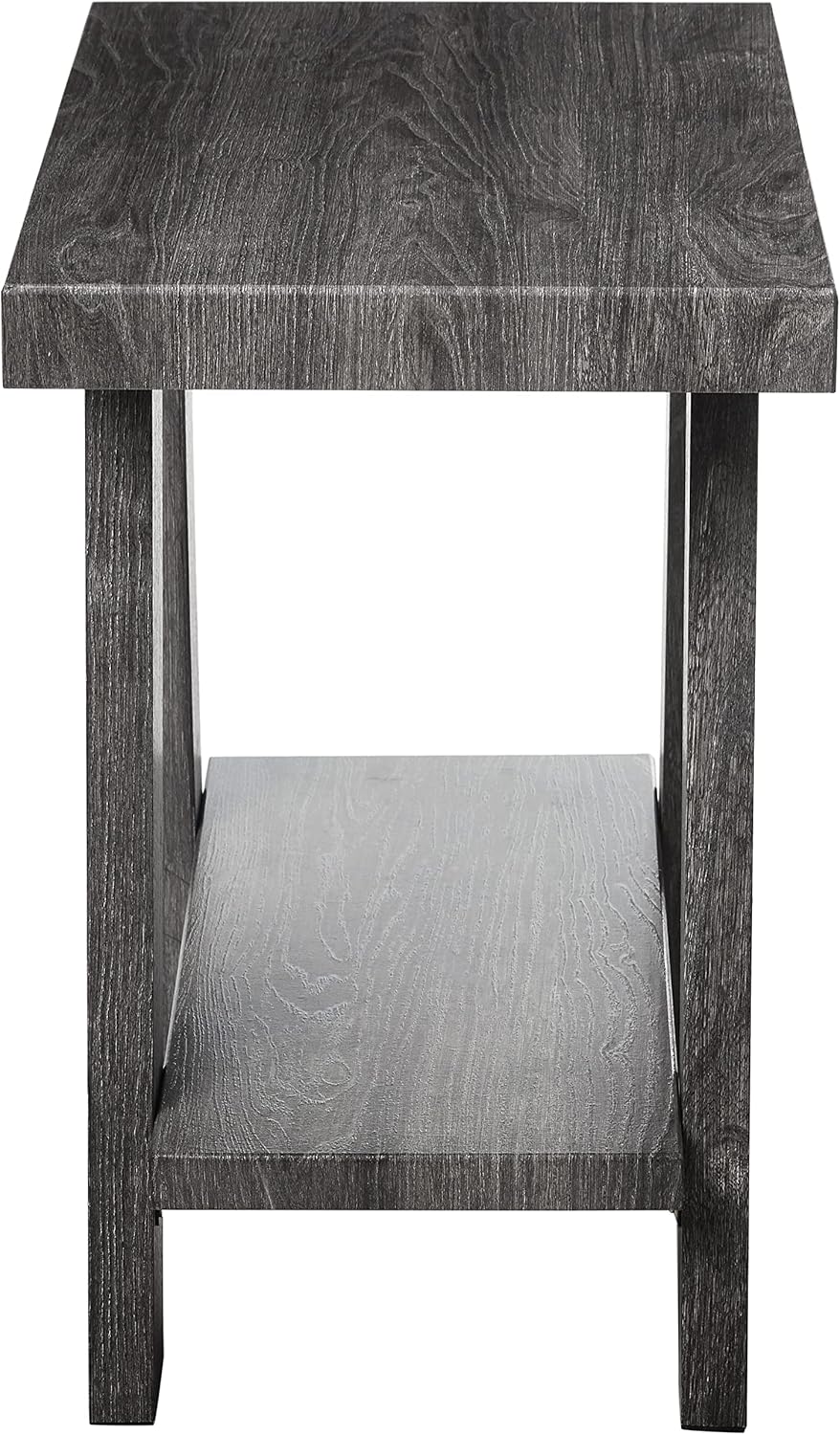 Roundhill Furniture Athens Contemporary Wood Shelf Side Table, Charcoal