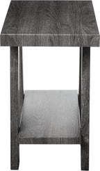 Roundhill Furniture Athens Contemporary Wood Shelf Side Table, Charcoal