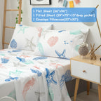 ست ملحفه کودکان یونیکورن صورتی JSD، سایز تویین، ۳ تکه، ملحفه‌های رختخواب میکروفایبر چاپ شده با طرح رنگین کمان برای دختران، جیب عمیق