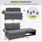 Sleeper Sofa Bed 4-in-1 Convertible Couch, Linen Fabric Love seat Couch with 2 Throw Pillow, Single Recliner for Small Space with 5 Adjustable Angles Backrest