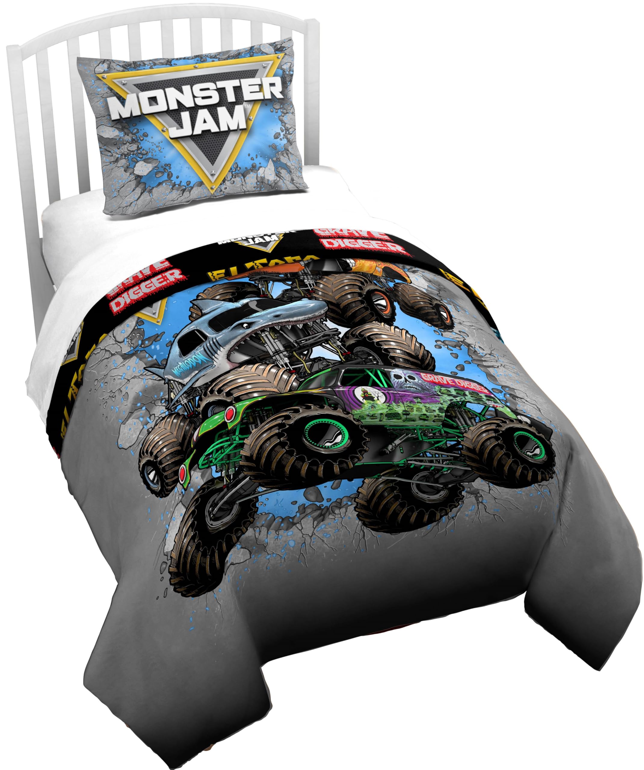 Jay Franco Kids Duvet Cover Set – 3 Piece Super Soft Bedding with Sham Pillowcase, Cover ONLY Comforter Not Included, Blue - Minecraft, Full