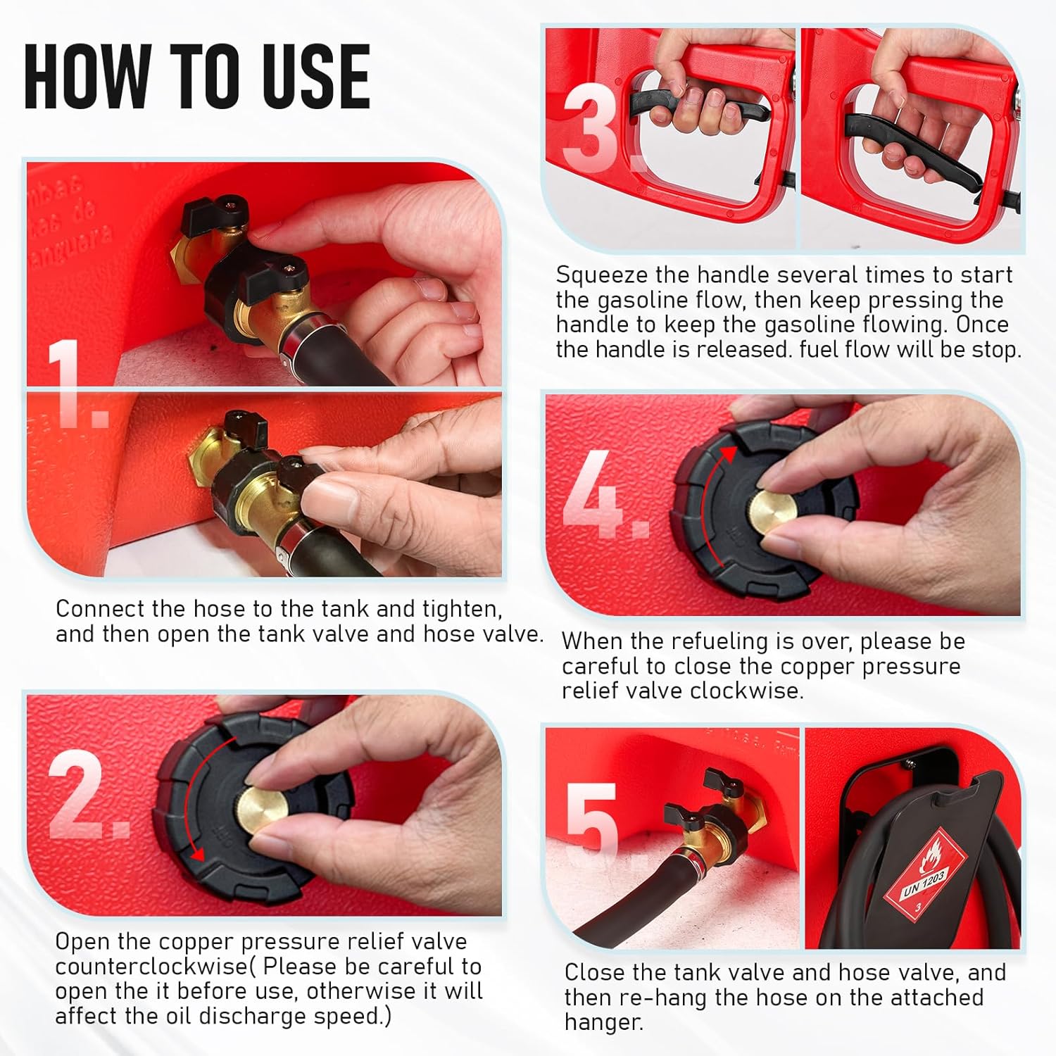 15 Gallon Gas Can, Fuel Tank Container with LE Fluid Transfer Manual Siphon Pump & 10FT Hose, Portable Diesel Gas Storage Caddy with Wheels for Car, ATV, Weeder, Boat, etc., Red