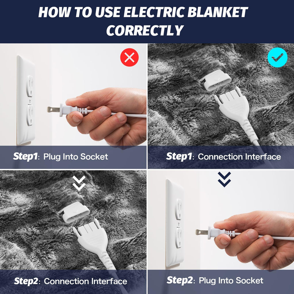 Manta Elétrica Aquecida OCTROT - Manta de Aquecimento em Sherpa de Lã para Sofá, Manta de Aquecimento de Pelo Sintético para Colo com Temporizador de 5 Posições e 10 Níveis de Aquecimento, Certificação ETL&FCC, para Adultos