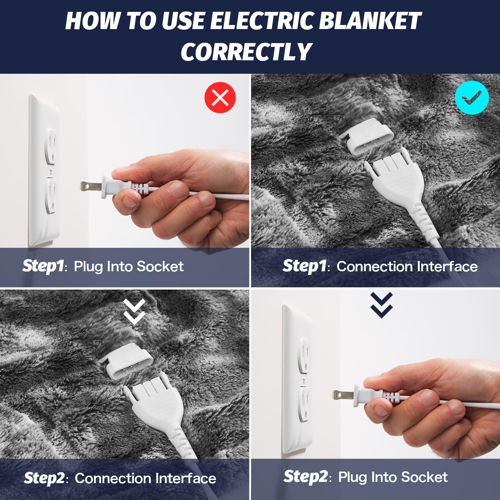 Manta Elétrica Aquecida OCTROT - Manta de Aquecimento em Sherpa de Lã para Sofá, Manta de Aquecimento de Pelo Sintético para Colo com Temporizador de 5 Posições e 10 Níveis de Aquecimento, Certificação ETL&FCC, para Adultos