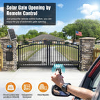 JUJIANG C026 Solar Gate Opener with Batteries & Solar Panel for Dual Swing Gates Up to 1540lb Automatic Gate Opener with Remote Complete Kit Medium Duty Electric Gate Opener Solar Powered 60W Motor