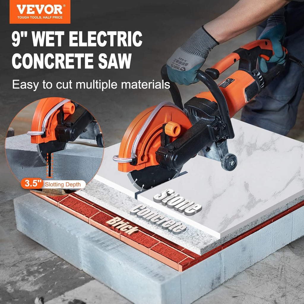 VEVOR Demolition Jack Hammer 2200W, Electric Concrete Saw 1800W 9 in Circular Saw Cutter with Chisels for Concrete Breaking