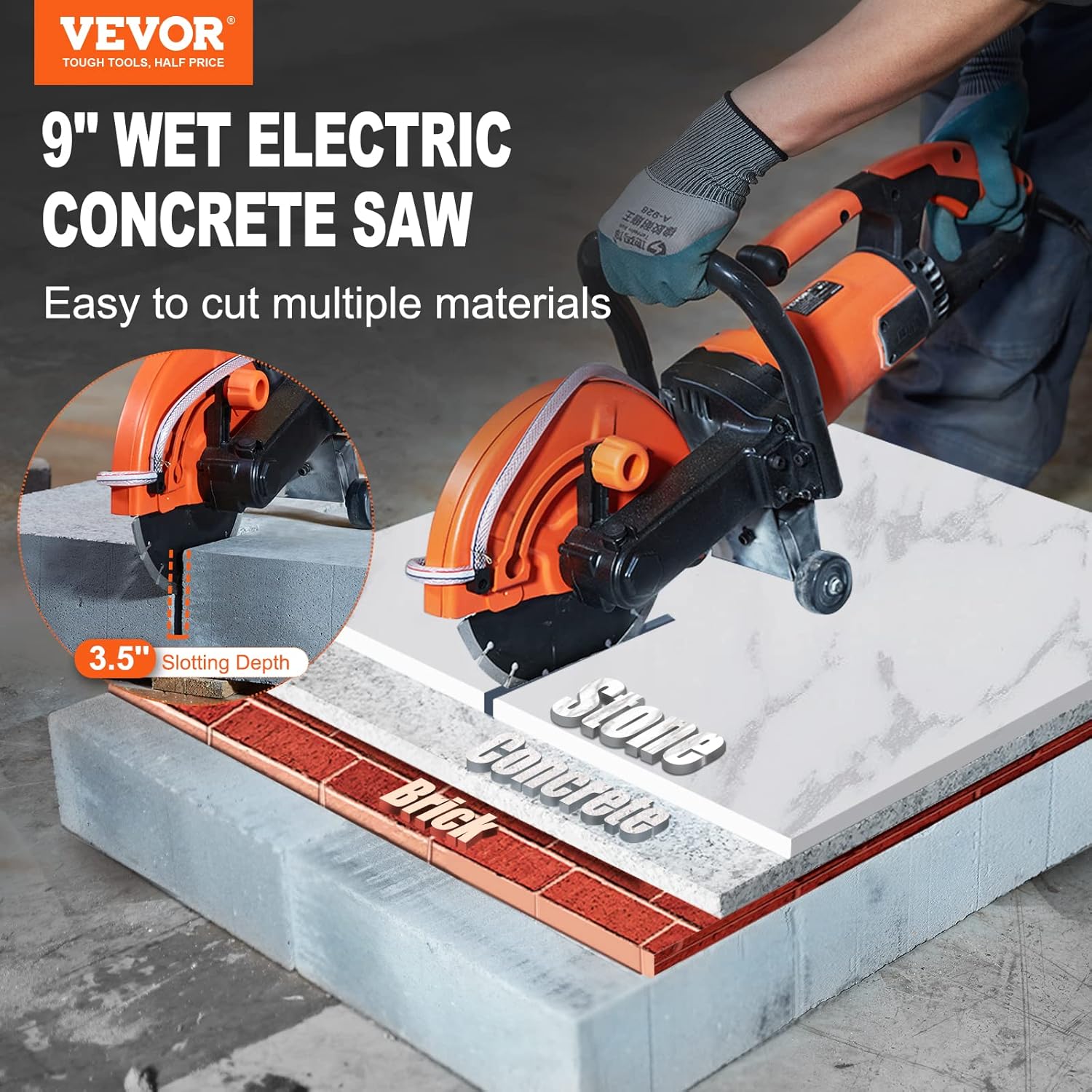 VEVOR Demolition Jack Hammer 2200W, Electric Concrete Saw 1800W 9 in Circular Saw Cutter with Chisels for Concrete Breaking