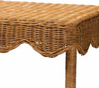 bali & pari Oteria Scalloped Natural Rattan Side Table, Light Honey