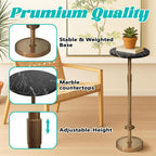 Martini Table Height Adjustable, Drink Tables for Small Spaces, Round Side Table, Tiny Side Tables for Living Room, Bedroom, Cocktail, Black (Black)