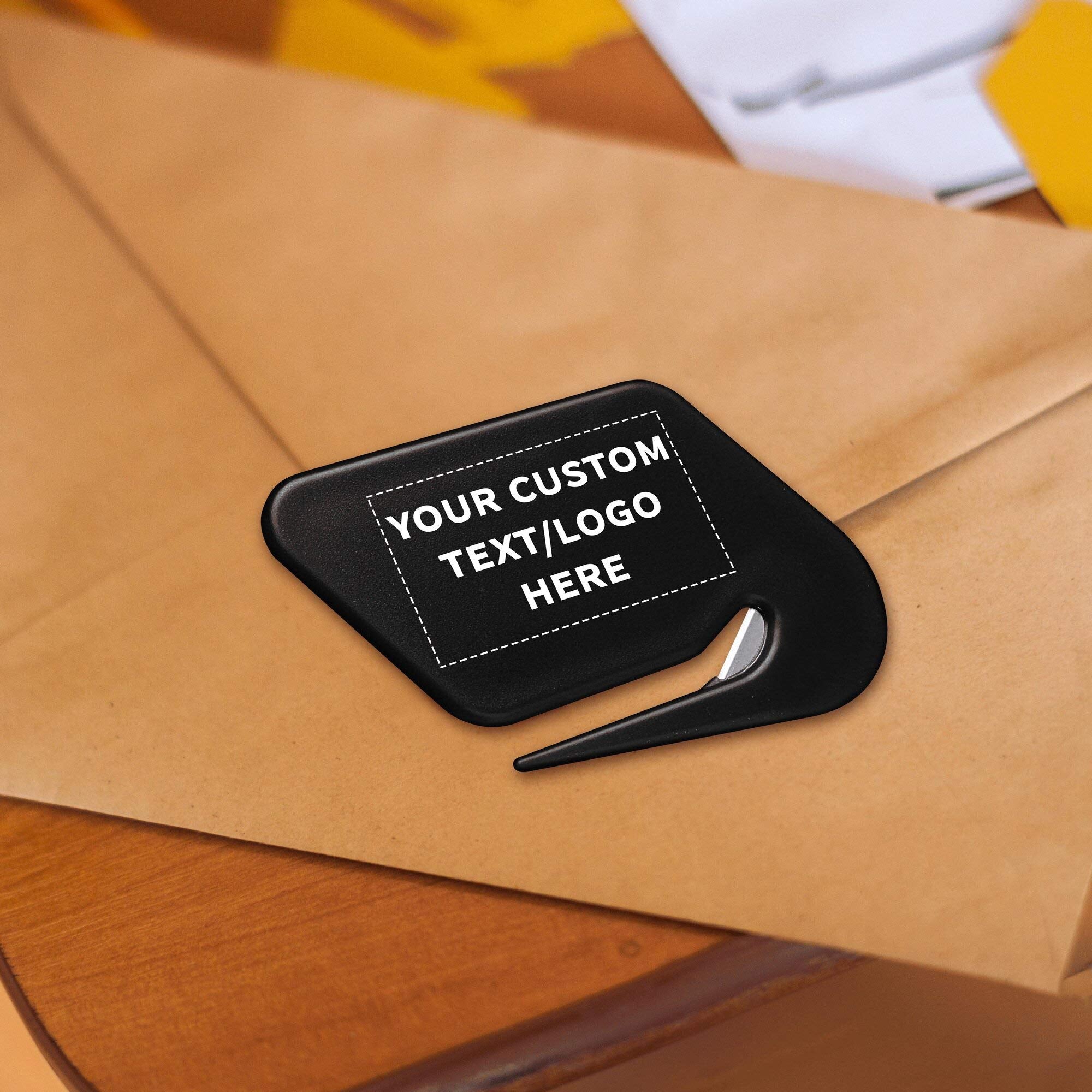 Custom Translucent Plastic Letter Openers Set of 10, Personalized Bulk Pack - Perfect for Home or Office - Black