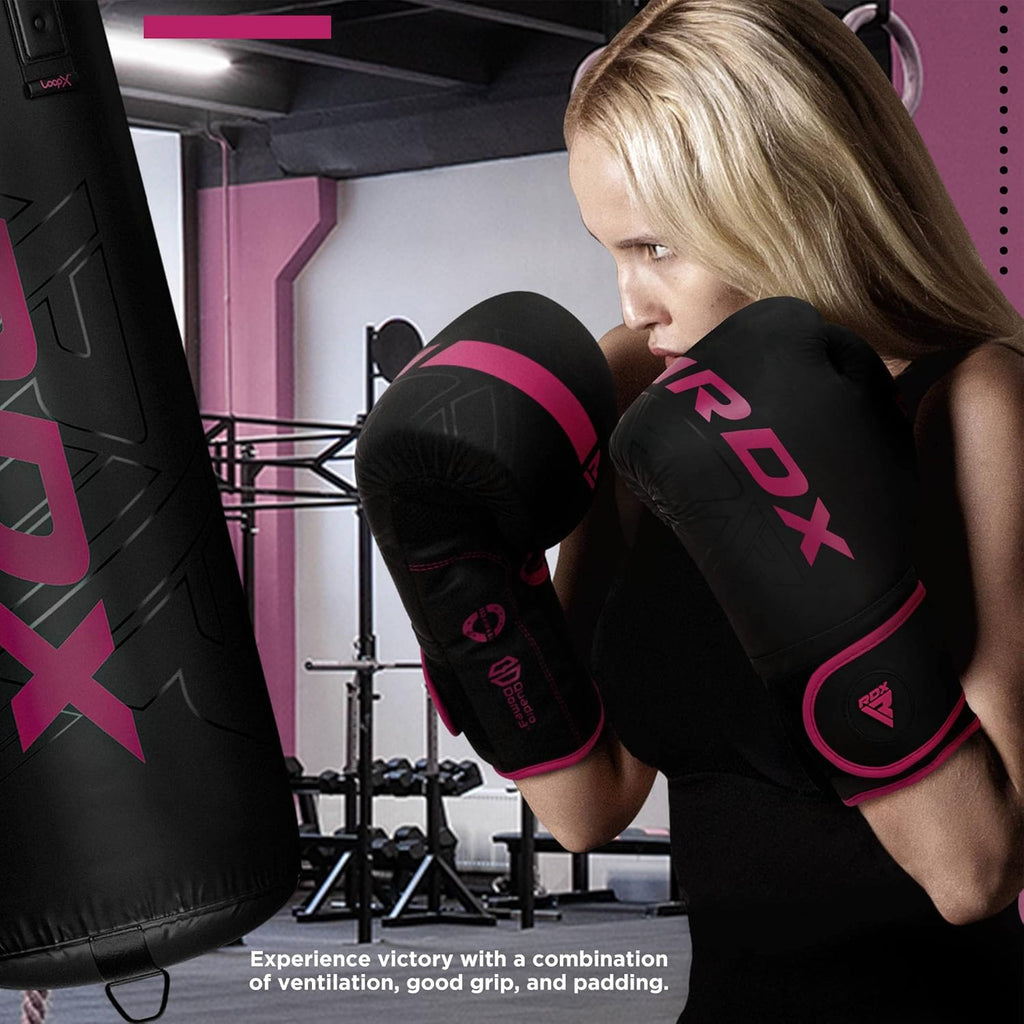 RDX Women Boxing Gloves, Pro Training Sparring, Maya Hide Leather, Muay Thai MMA Kickboxing, Adult, Heavy Punching Bag Focus Mitts Pads Workout, Ventilated Palm, Multi Layered, 8 10 12 14 16 Oz