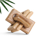 Wood Knot Entry Table for Living Room – Boho 6 Link Interlock Coffee Table, Handcrafted Mango Wood Console Shelf, Modern Farmhouse Home Decor (Black)