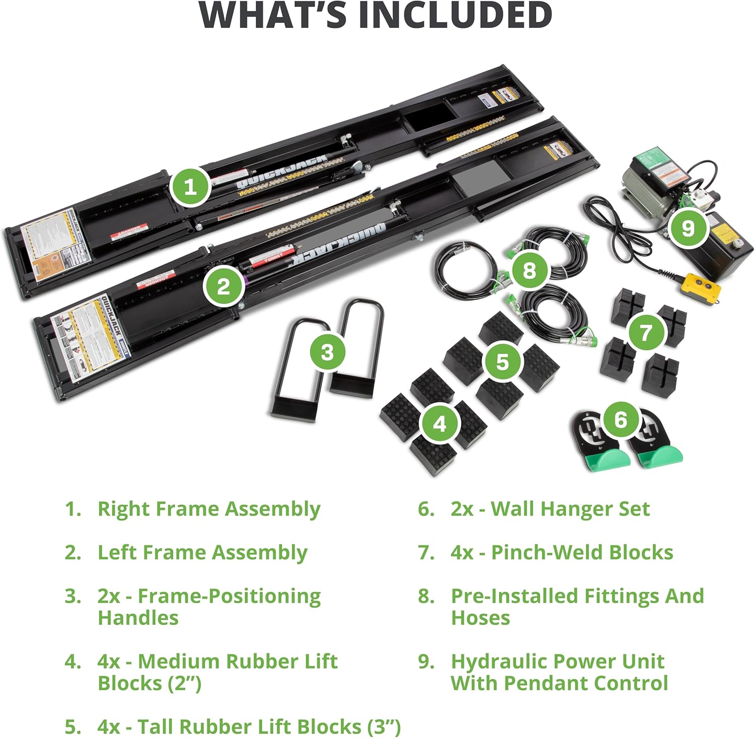 QuickJack Bundle - 6000TLX Portable Car Lift, Includes Pinch Weld Blocks & Wall Hangers, ALI Certified, 110V Power Unit, Truck Lift for Garage & Shop, (6,000 lbs. Capacity)