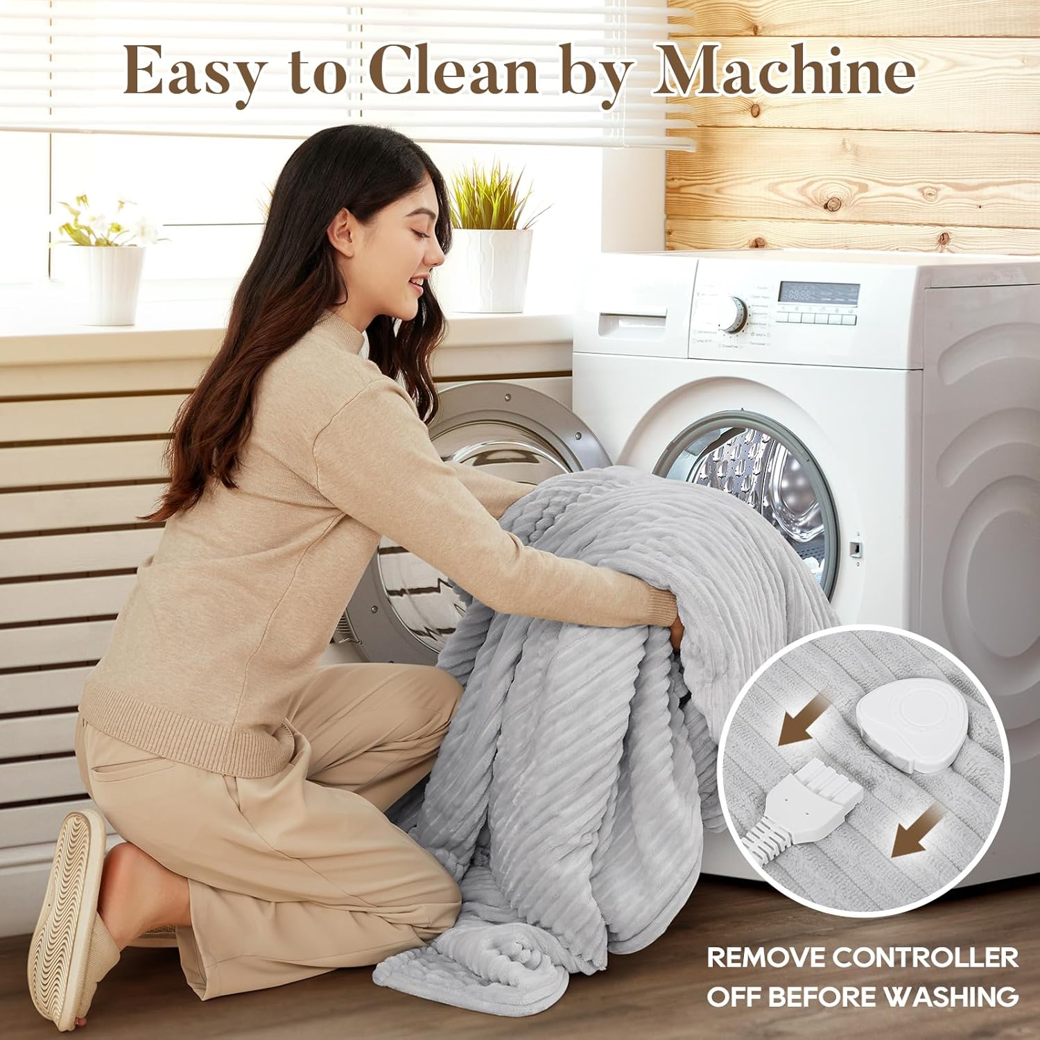 Electric Blanket Heated 84 * 90, Heated Blanket Soft Flannel Heating Queen Size Machine Washable ETL&FCC Certification (Grey)