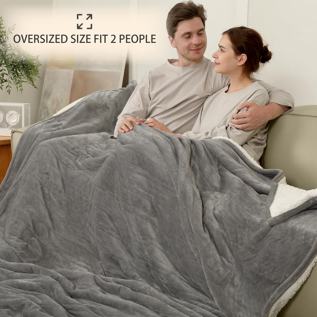 Coperta Elettrica Riscaldata Plaid con 5 Livelli di Riscaldamento e Spegnimento Automatico dopo 4 Ore, Plaid Riscaldato 50"x60" con Certificazione ETL e FCC per Casa e Ufficio, Lavabile in Lavatrice, Grigio Scuro
