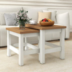 Vikiullf Farmhouse Nesting Table Set of 2, Wooden Coffee Tables, Modern Square End Table, Side Table for Living Room, Bedroom, Accent Bedside Table