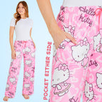 Hello Kitty Pajama Pants for Women Teens Lounge Pants Kawaii Comfy Loungewear (Pink, M)