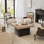 Coffee Table 31.5 in Rustic Center Table with X Design Wooden Pedestal for Living Room, Dark Oak Square Home Office Sofa Side Table for Small Space, Easy Assembly, Space-Saving