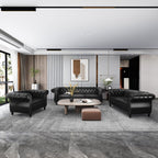 QHITTY 3 Piece Living Room Set, Sectional Chesterfield Sofa Chair Contemporary Upholstered Leather Loveseat Couch Sets for Living Room, Bedroom, Office