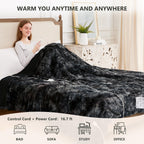 Homemate Heated Blanket Electric Throw - 50x60 Heating Blanket Throw 5 Gears Auto-Off 10 Heat Levels Heat Blanket Over-Heat Protection Luxury Faux Fur Sherpa Heater Blanket Electric ETL Certification