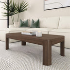 Plank+Beam Forma Coffee Table, 54 Inch Modern Coffee Table with Shelf, Contemporary Center Table with Storage Space, Rectangle Tea Table with Storage, Pecan