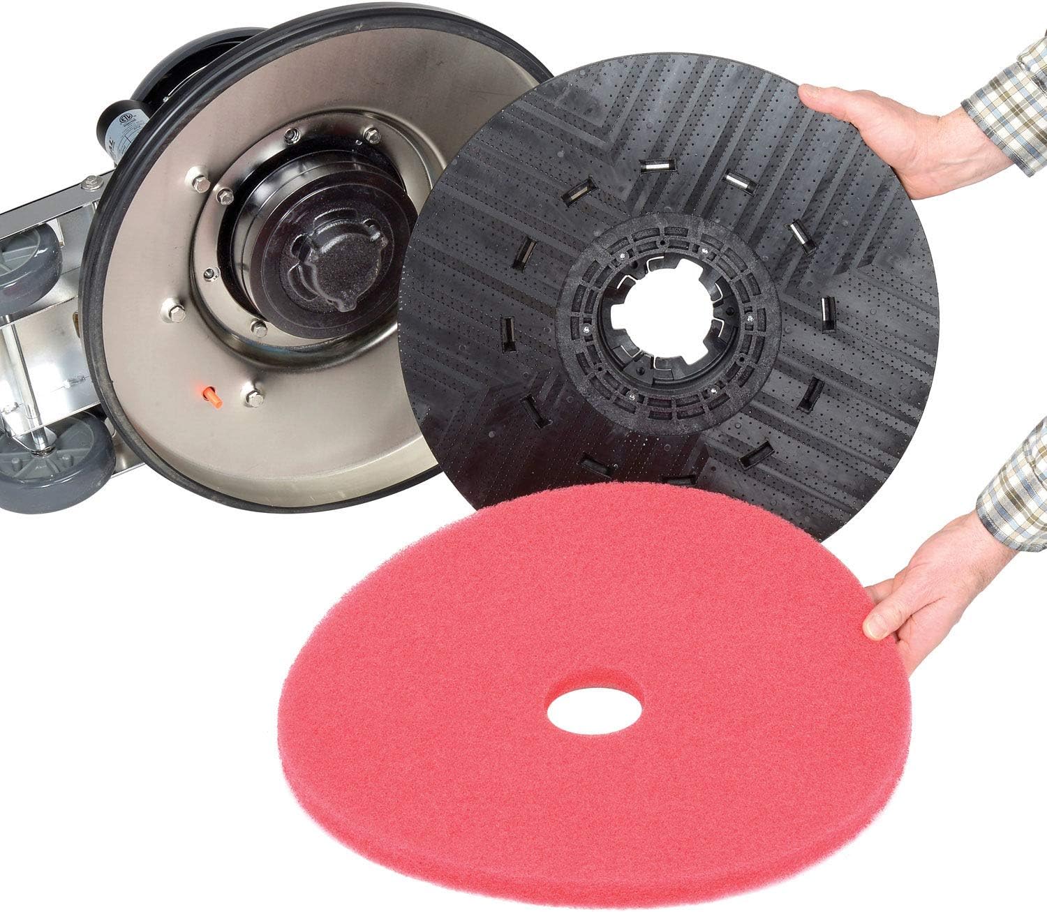 Global Industrial Corded Low Speed Floor Machine, 20" Cleaning Path, Durable Stainless Steel Construction, Heavy-Duty 1.5 HP Motor, 50'L Safety GFCI Power Cord